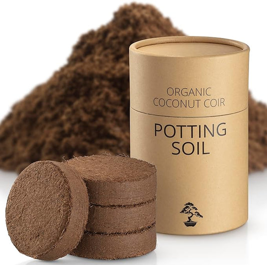 Coconut Coir Potting Soil for Indoor Plants - Expands to 2.5 Quart (5.5 lb) | Perfect for General Houseplants, Herbs, and Bonsai Trees - Expands with Water