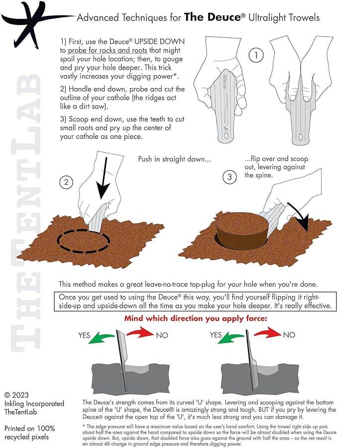 DirtSaw® Deuce #2 - .6 oz Ultralight Backpacking Trowel, Color: Lime