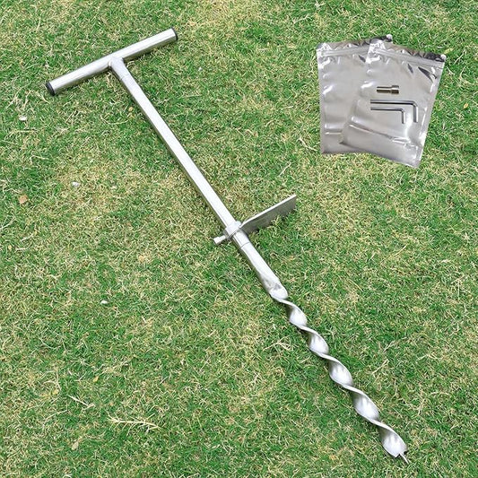 Soil Probe 36 Inch with 2 Bags, Twist Soil Sample Probe for Lawn House Plants, T-Handle Soil Sampler Probe Rod, Stainless Steel Soil Test Kits Tool for Soil Sampling