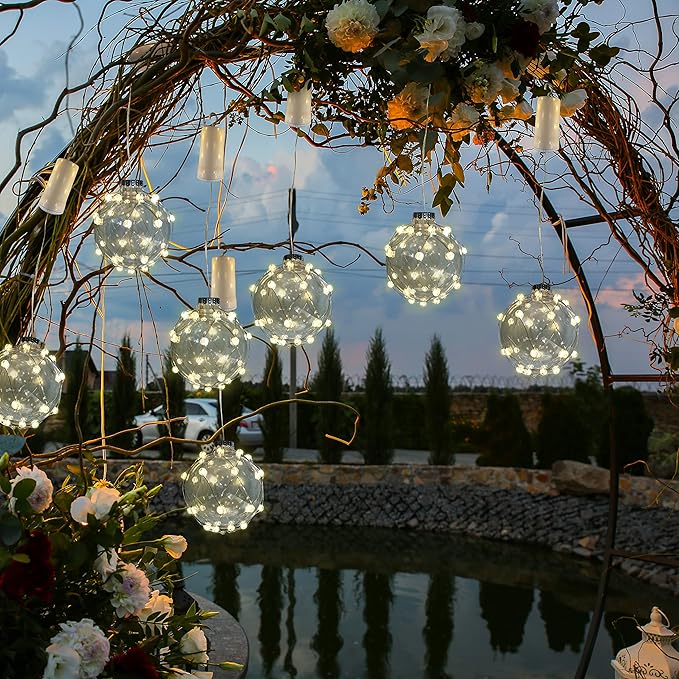 FURORA LIGHTING Ball String Lights Pack of 3, Waterproof 32 Micro LED Hanging Bubble Lights for Outdoor Party Wedding Garden Patio Yard Decor, Battery Included