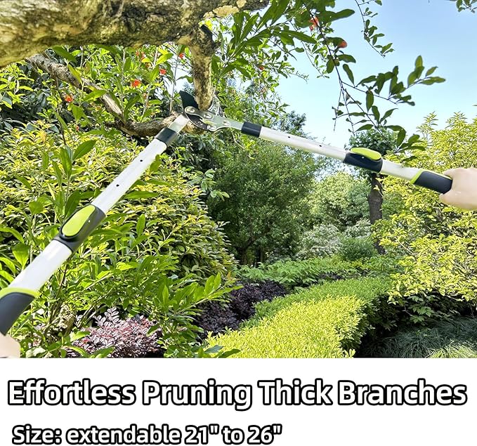 Loppers Tree Trimmer Extendable Branch Cutter with Compound Action, Sharp Steel Blade Tree Cutter Tree Clippers, 21-26" Telescopic Tree Branch Cutter Tree Pruner for Branches up to 1.6 Inch