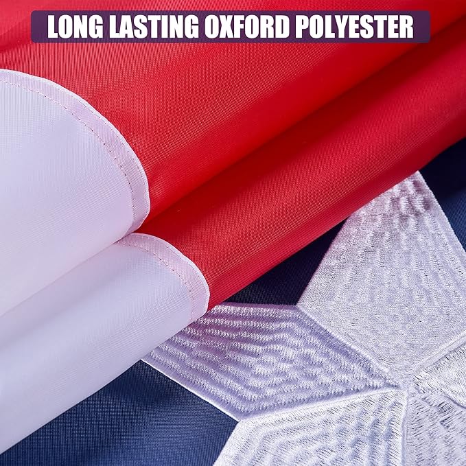 Texas State Flag 5x8 Ft, Deluxe Embroidered Heavy Duty Polyester Durable TX Outside Flags, Indoor/Outdoor, Sewn Stripes and Brass Grommets