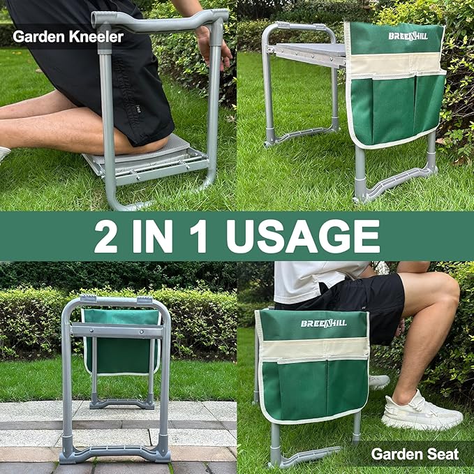 【New Upgraded】 Foldable Garden Kneeler Seat,Garden Kneeler and Seat Heavy Duty,Portable Garden Bench for Kneeling and Sitting,Gifts for Senior