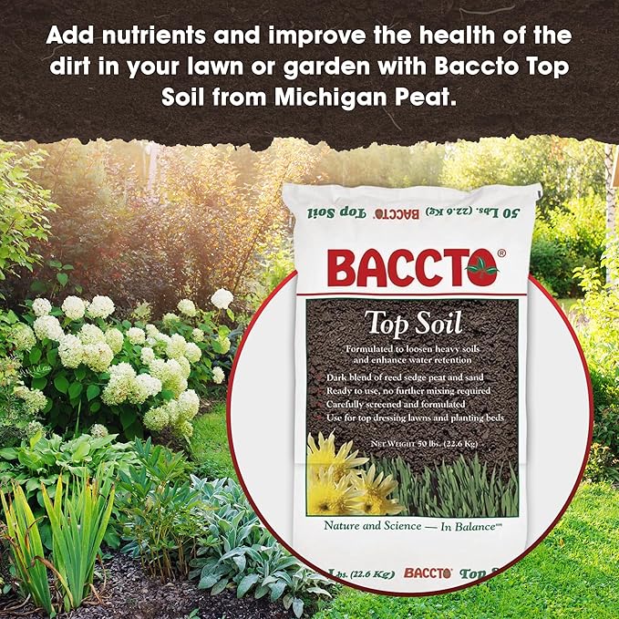 1550P Baccto Topsoil for Lawns, Gardens, and Raised Planting Beds with Reed Sedge, Peat, and Sand Mix, 50 Pounds (10 Pack)