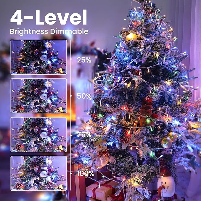 Color Changing 75ft 200 LED White & Multicolor Christmas String Lights with Remote, 11 Modes Twinkle Lights Waterproof for Christmas Party, Garden, Holiday, Xmas Tree Decor