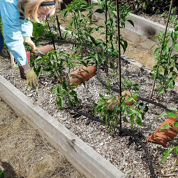 Soaker Hose 25FT for Garden Beds - 3/4" Heavy Duty Double Layer Drip Irrigation Hose, Save 85% Water- Linkable Flat Soaker Hose for Lawn Flower Bed Vegetable Field Effective Watering