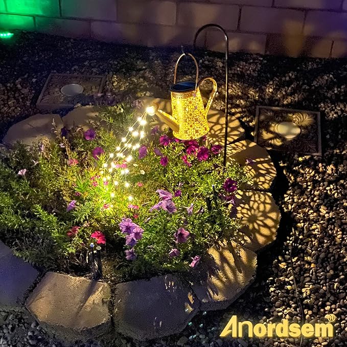 Watering Can Lights Solar Powered: Garden Light Waterproof Outdoor Decoration - Flower Lanterns Hanging Yard Patio Path Proch Decor - Birthday Gardening Gifts for Women Mom Grandma