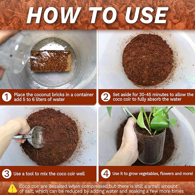 Coco Coir for Plants- 10LB Organic Coconut Coir Brick with Low EC & PH Balanced,Coco Fiber for Herbs& Flowers, Renewable Coco Soil for Planting(18 Gal.)