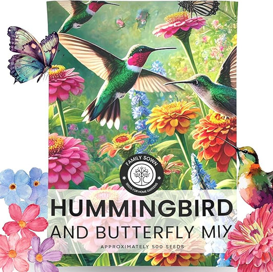Hummingbird Butterfly Mix - Large 2,500mg Envelope - 500 Flower Seeds for Planting - Wildflower Mix