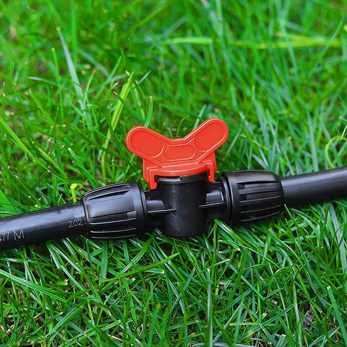 1/2 inch Irrigation Tubing Fittings For (1/2" ID x0.6-0.63" OD) 16mm Drip Tubing Barbed Locked Connectors-2 US Standard 3/4" to 1/2" Faucet Adapters,1 Switch Valve