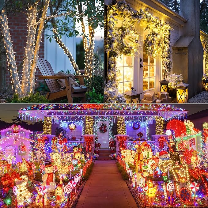 Color Changing Christmas Lights, 75ft 200 LED Warm White & Multicolor Christmas String Lights with Remote, 11 Modes Christmas Twinkle Lights for Christmas Party, Garden, Holiday, Xmas Tree Decorations