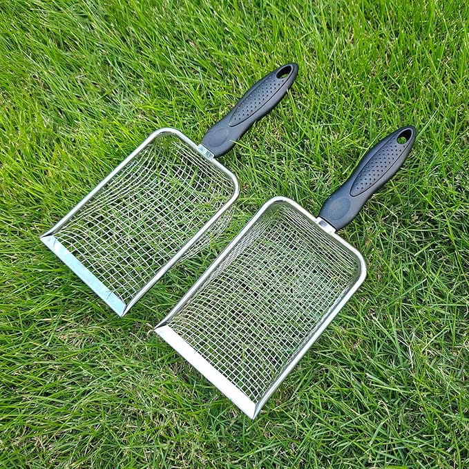Soil Sifter for Gardening Pack of 2, Gardening Sand Soil Sifter Compost Sifter with Handle,Two Garden Sifters 3.8/5mm Mesh,Rocks Sifter Dirt Sifter Soil Sifter Shovel,Ideal for Gardening