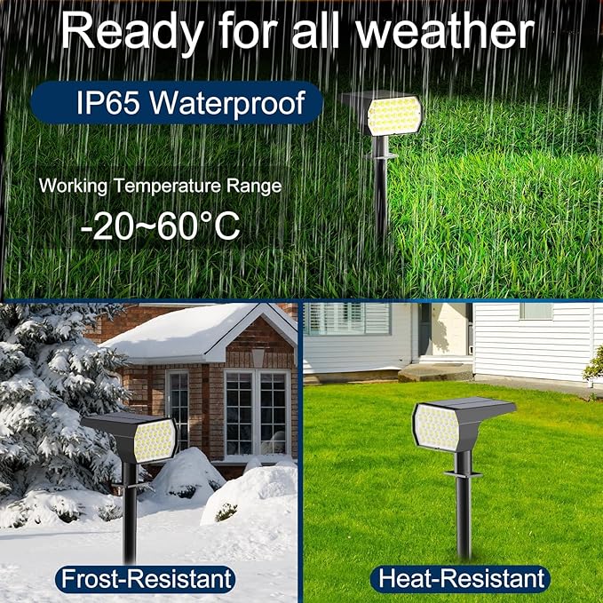 Solar Spot Lights Outdoor, [2 Pack/7 Colors/37 LED] 2-in-1 Solar Landscape Spotlights, IP65 Waterproof Auto On/Off Solar Powered Security Lights for Yard Garden Pathway Walkway