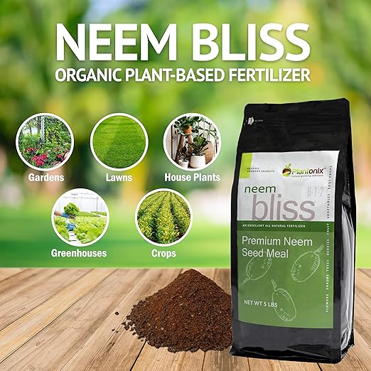 Neem Bliss (5lbs) - Organic Neem Meal Fertilizer for Plants - OMRI-Listed Neem Cake - Neem Seed Meal for Plants - Neem Fertilizer for Plants - Organic Fertilizer for Plants, Lawns, & Gardening