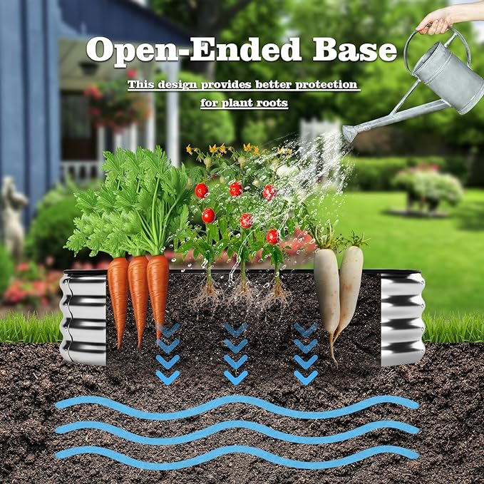 Galvanized Metal Planter Raised Garden Bed Kit for Gardening Outdoor，6x3x2ft Planter Grow Garden Box Raised Flower Bed，Long Vegetable Clearance Herb Raised Garden Beds for Container Gardening