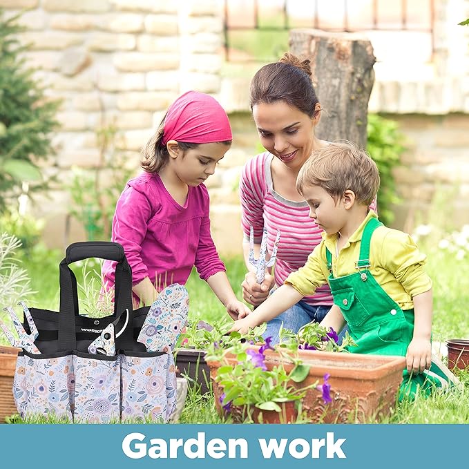 WORKPRO 5PCS Garden Tool Set, Aluminum Heavy Duty Gardening Tool Set with Garden Tool Bag, Outdoor Garden Hand Tools, Garden Gifts
