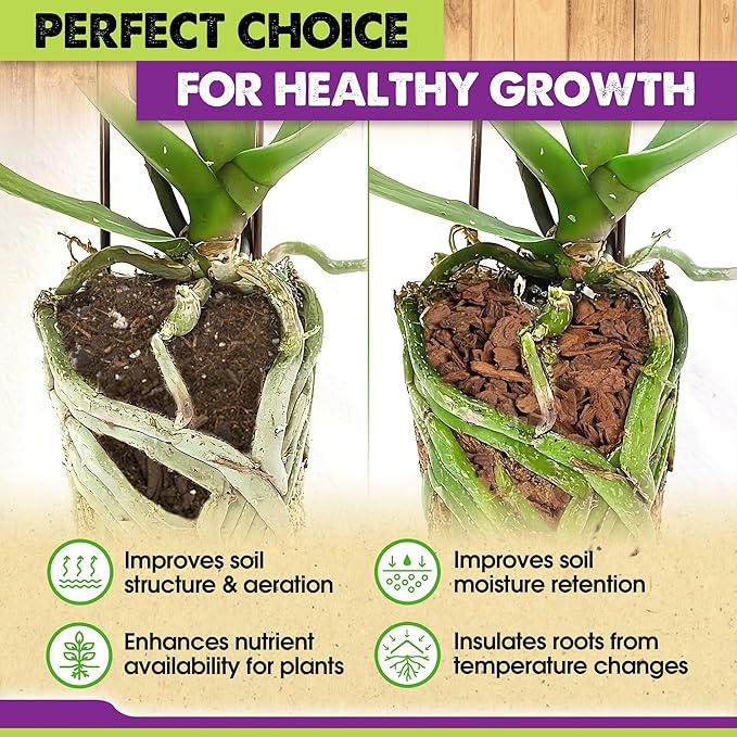 DUSPRO Recycle Orchid Bark Bulk, Fine Orchid Bark for Plants, Optimal Texture Bark for Orchids, Ideal Wood Chips for Plants, Plant Bark for Potting, Bark Soil for Plants (26qts, Standard Bark)