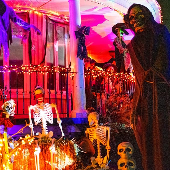 Orange Halloween Lights, 2 Pack Each 75.5Ft 200 LED Orange String Lights Outdoor, 8 Modes Solar Orange Lights for Thanksgiving Yard Tree Fall Christmas Halloween Decoration