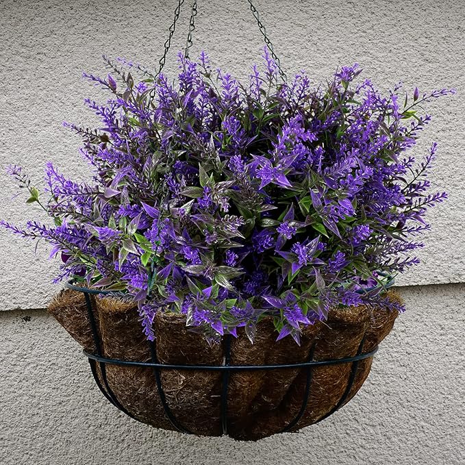 WILLBOND 12 Packs Artificial Lavender Bushes Faux Flowers Lavender Greenery Artificial Plants UV Resistant for Floral Arrangement Table Centerpieces (Purple)