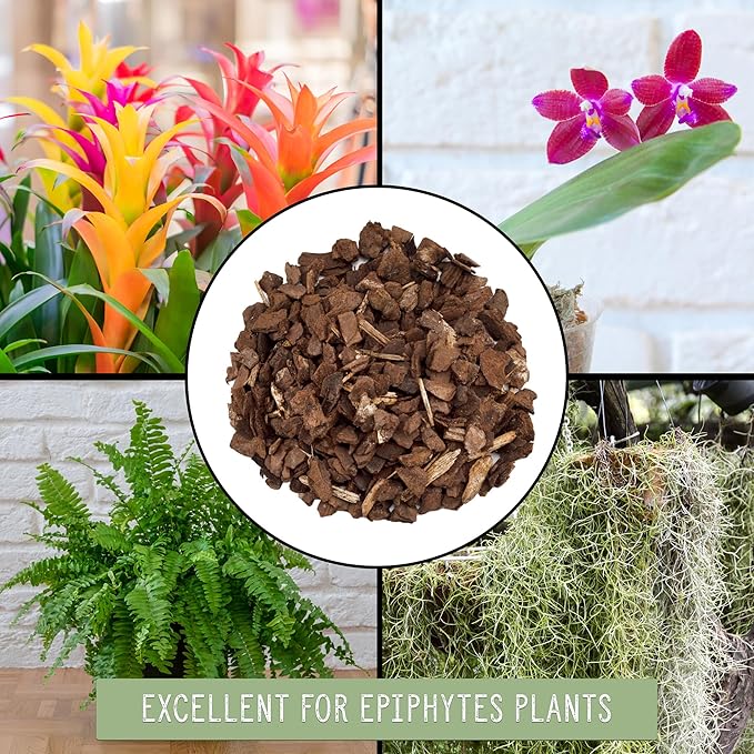 100% Organic Orchid Potting Bark (4 Quarts), All-Natural USA-Sourced Pine Bark Orchid Mix Additive