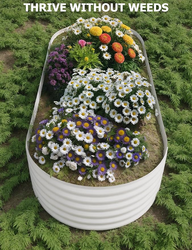 8x4x1.5 ft Raised Garden Bed,Galvanized Raised Planter Boxes Outdoor with Easy Assembly, Large Garden Bed for Vegetables, Fruits, Flower,Raised Garden Bed,Beige