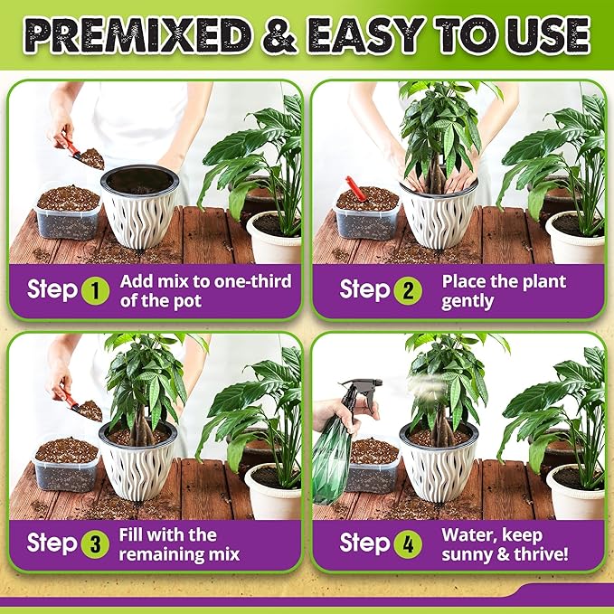 DUSPRO Recycle Money Tree Soil, Premium Coco Coir Perlite Mix and Pine Bark for Money Tree Soil, Ideal Money Tree Soil for Healthy Growth and Nourishment (2 Quarts)