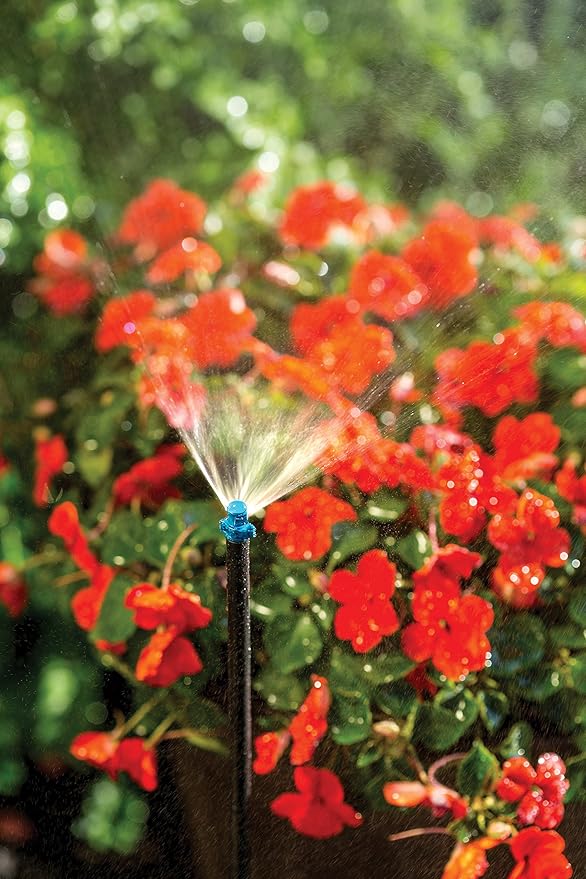 Rain Bird MSFQSTKX Drip Irrigation Close Coverage Fan Spray on Riser Stake, 90° Quarter Circle Pattern, 5' Spray Distance