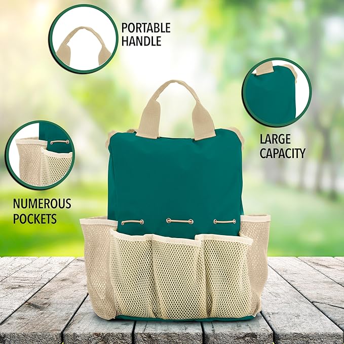 Garden Tools Set – Gardening Tools Organizer Handbag – Rust Proof, Heavy Duty, Ergonomic & Durable Tool Bag Kit – Gardening Gifts for Women & Men – Garden Tool Organizer Tote Bag with 10 Pieces Set