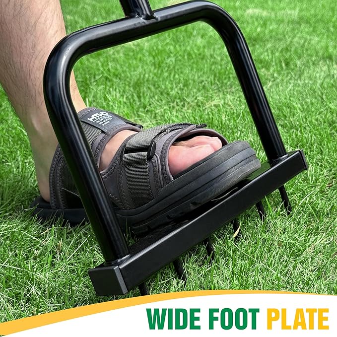 Adjustable Lawn Aerator Spike Tool with Wide Foot Plate, 6 Enlarged 6mm Spikes Manual Yard Grass Aerator Gardening Tool for Lawn Care Courtyards, 38''