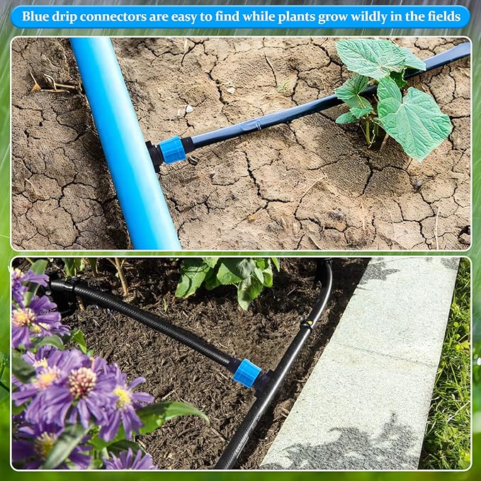 50pcs 5/8" Drip Tape Connectors with 1/4" Barb for Drip Irrigation Hose Mainline 6mm Drill Hole, Drip Irrigation Tube Connectors, Drip Tape Sprinkler RK0617 Starter 1/4" Barb x 5/8" Tape Swivel