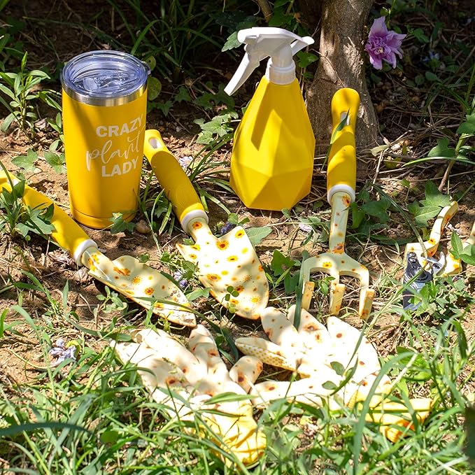Sunflower Gardening Gifts for Women, Gardening Tools for Women, Garden Tool Set, Heavy Duty Gardening Hand Tools with Garden Tool Bag,Yellow
