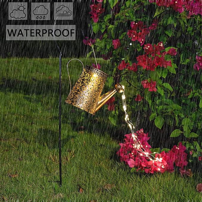 Solar Lights Outdoor Garden Decor, Large Hanging Waterproof Watering Can Landscape Lights Outside Decorations for Yard Front Porch Patio Backyard Gardening Gift for Mom Grandma Women Birthday