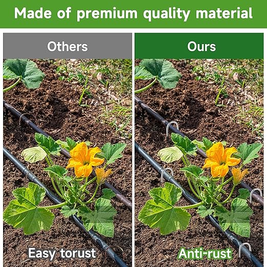 200 PCS J Shape Landscape Staples,5.12 Inch Irrigation Drip Tubing Landscape Staples,Galvanized Garden Stakes,Landscaping Staples for Drip Tubing Up to 1/2" Diameter