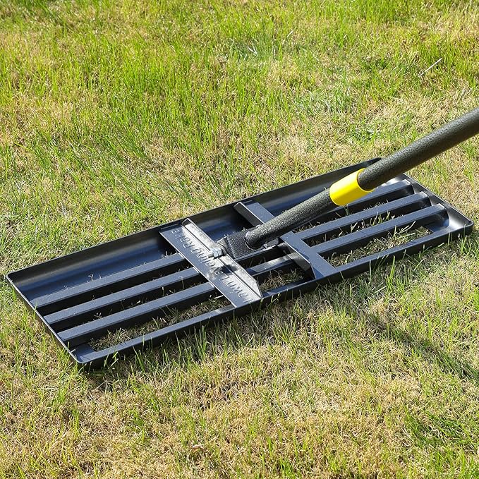 Lawn Leveling Rake, Large Levelawn Tool, 5FT Adjustable Handle Leveling Tool Heavy Duty Stainless Steel Lawn Leveler for Yard Garden Golf Course Soil Grass