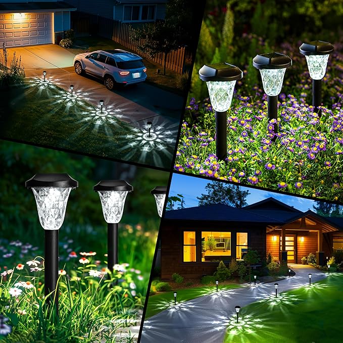 GIGALUMI Solar Outdoor Lights,Solar Lights Outdoor Waterproof 12 Pack,Cool White Solar Pathway Lights for Outside,Outdoor Lights Solar Powered Garden Decoration for Pathway,Patio,Lawn,Yard