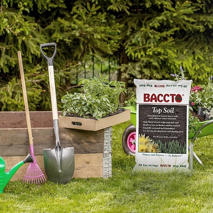 Company Baccto Top Soil for Lawns, Patchworks, Gardens, Planting Beds, and Shrub and Tree Transplant Mixtures, 50 Pounds