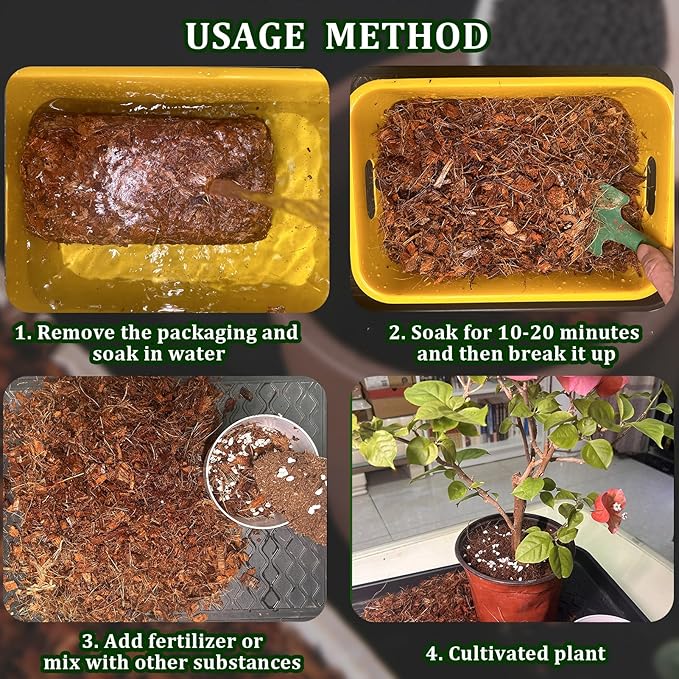 Coco Husk Chips Coconut Substrate for Garden Potting Soil Coconut Brick for Indoor Outdoor Flowers Plants Compressed Low EC Coco Husk Mulch for Garden Coconut Substrate for Reptiles