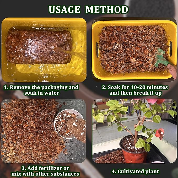 Coco Husk Chips Coconut Substrate for Garden Potting Soil Coconut Brick for Indoor Outdoor Flowers Plants Compressed Low EC Coco Husk Mulch for Garden Coconut Substrate for Reptiles