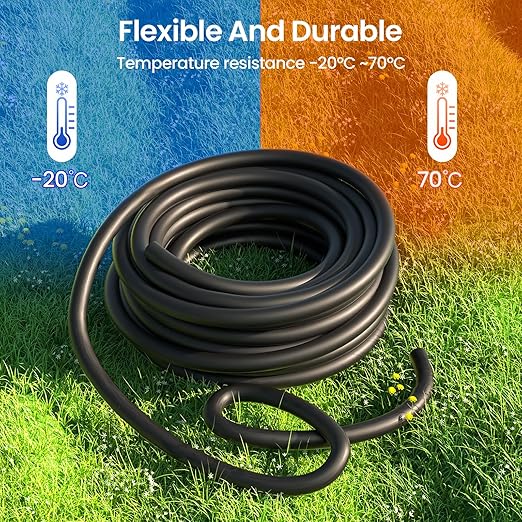 MIXC 25 FT 1/2 Inch Drip Irrigation Tubing Kit:Premium Garden and Landscape Watering System with 2 Quick Connector 4-Way Connector
