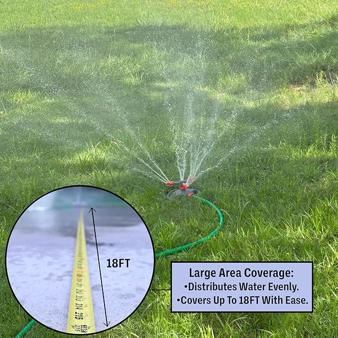 360 Rotating Sprinkler for Garden with Adjustable Spray Nozzles | 8 Inch Wide Base for Stability | Water Sprinkler for Lawn