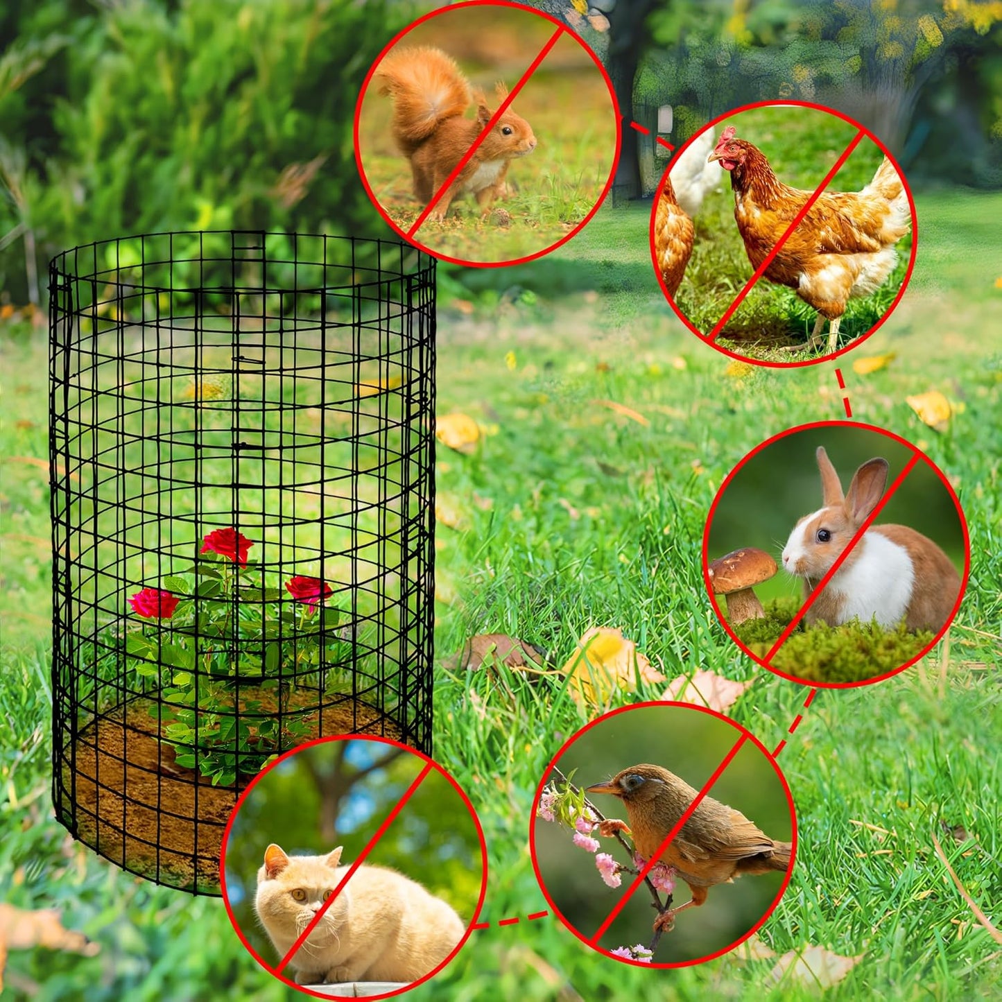 Adnee 10 Packs Wire Plant Protector from Animals - 20" H X 12" D Metal Mesh Plant Cage Covers - Sturdy Garden Bunny Barricades Chicken Wire Cloche for Plants Shrubs Vegetables Flowers
