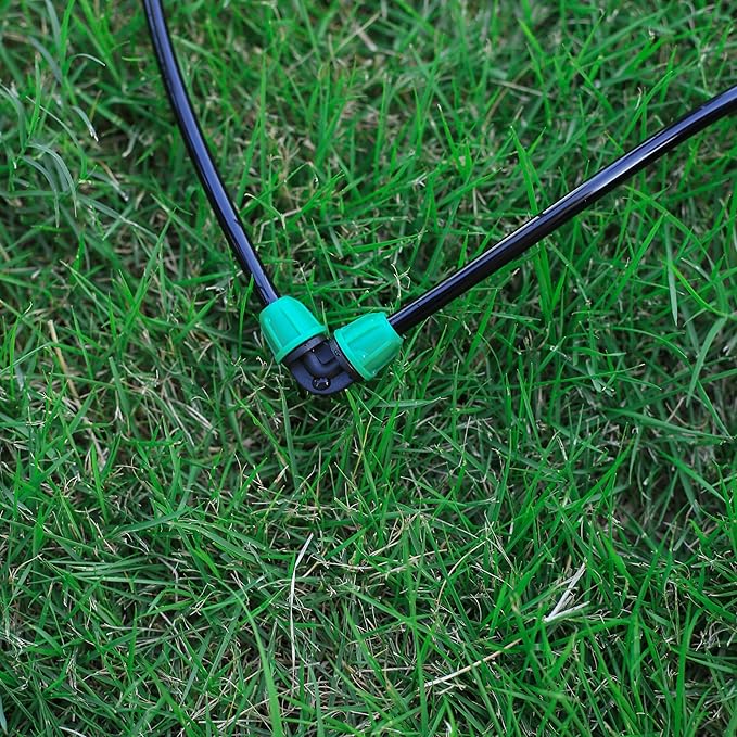 1/4 inch Drip Irrigation Fittings, Lock Barbed Elbow for ¼ in. tubing; Tubing Outside Diameter (OD) is 0.250 in., Internal Diameter (ID) is 0.170. in.(20Pcs/Pack) (Green-Elbow)