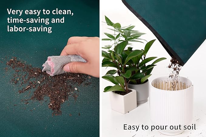 KONMAY Large Foldable Waterproof Repotting Mat for Indoor Plants Transplanting and Soil Mess Control - 40''X40'' Thicken Potting Tray Gardening Mat for Succulent Repotting