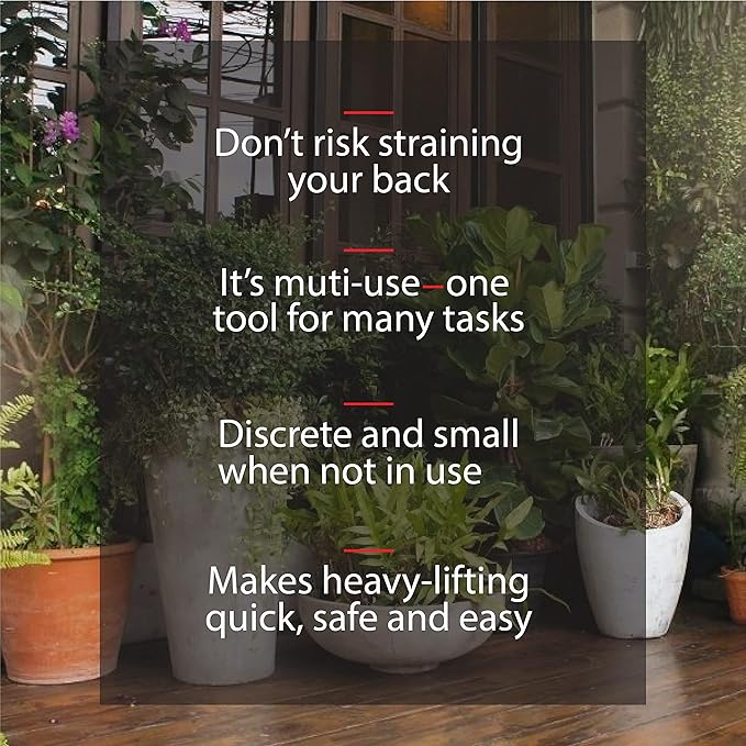 PotLifter - Potted Plant Mover and Essential Lifting Tool For Garden Flower Pots, Planters, Trees, Rocks - Lifts Up to 200 Pounds - A Plant Caddy Alternative, Easily Move Heavy Items Around Your Yard