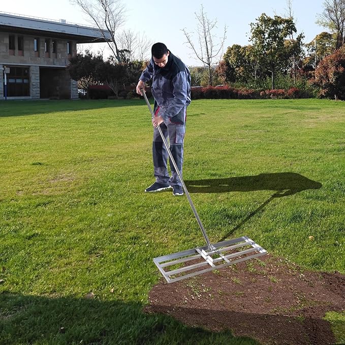 Scalebeard Lawn Leveling Rake-7 FT Level Lawn Tool / Soil Lawn Rake Stainless Steel Leveling Rake Landscape Rake with Handle for Garden Backyard Golf/Lawn（7FT, 35 x 10IN）