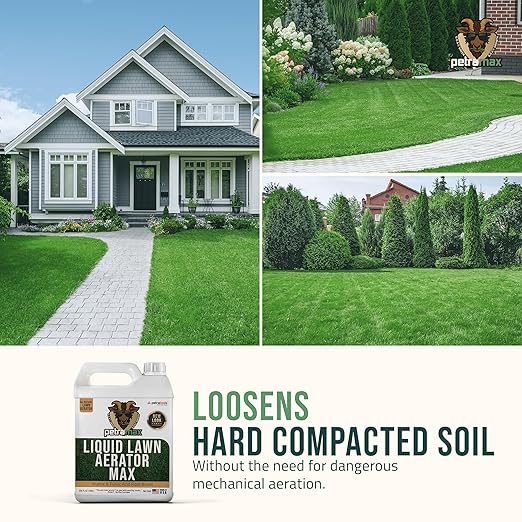 PetraMax Liquid Aeration for Lawn with Humic & Fulvic Acid Biostimulants, Liquid Aerator, Liquid Aerator, Soft Soil Liquid Aerator, Lawn Aeration, Soil Loosener, Soil Aerator, 160,000 sq ft (1 Gal)