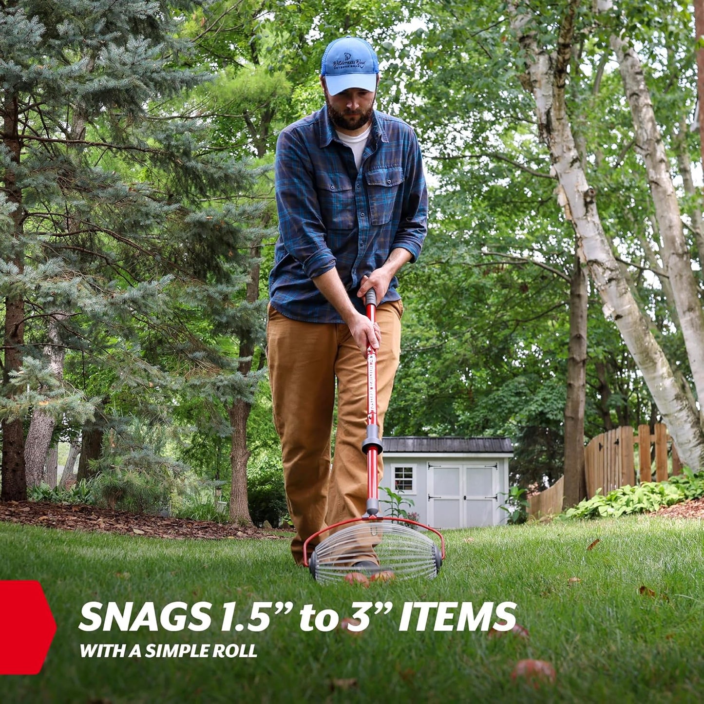 GARDEN WEASEL Large Nut Gatherer Roller – Nut Collector Tool for Walnuts, Sweet Gum Balls, Tennis Balls and More – Yard Picker Upper with Durable Cage and Ergonomic Handle - Newest Model