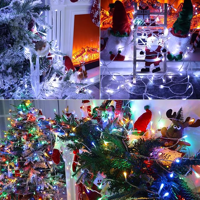 Color Changing 75ft 200 LED White & Multicolor Christmas String Lights with Remote, 11 Modes Twinkle Lights Waterproof for Christmas Party, Garden, Holiday, Xmas Tree Decor