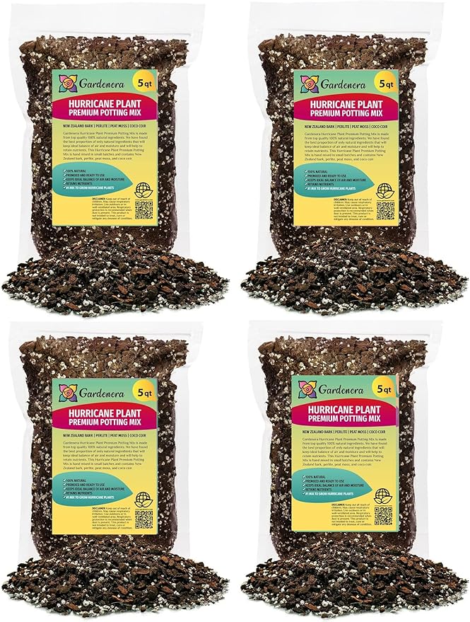Trusted Hurricane Plant Soil Mix - Trusted by Experts for Healthy and Strong Plants - 20 Quart (4 Bags of 5 Quart)