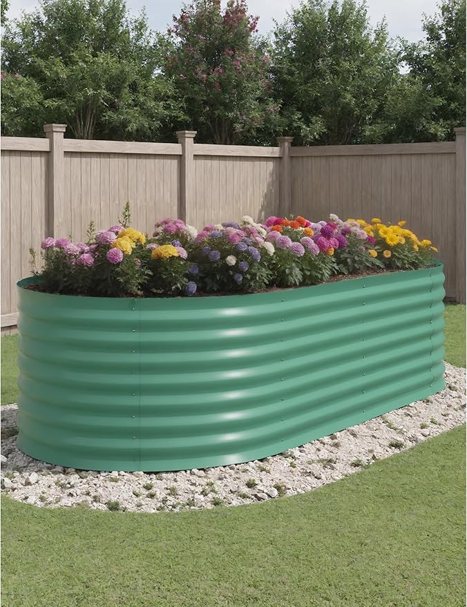 8x4x2ft Raised Garden Bed,Galvanized Raised Planter Boxes Outdoor with Easy Assembly, Large Garden Bed for Vegetables, Fruits, Flower,Raised Garden Bed,Green